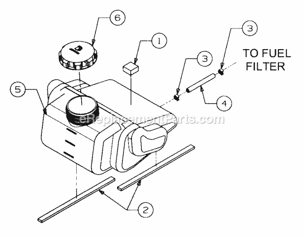 Fuel Tank Diagram and Parts List for LT2138 13A-214F710 Cub Cadet Lawn Tractor